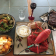 Steak sounded good for dinner. But so did lobster. and a potato. and a bowl of grilled broccoli, carrots, cauliflower and asparagus. and some cut up peaches, papaya and  banana. […]